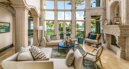 Luxurious 3-story Estate With Gym Pool Slide Private Beach and Lighthouse Views