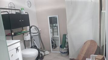 Shower, soap, toilet paper