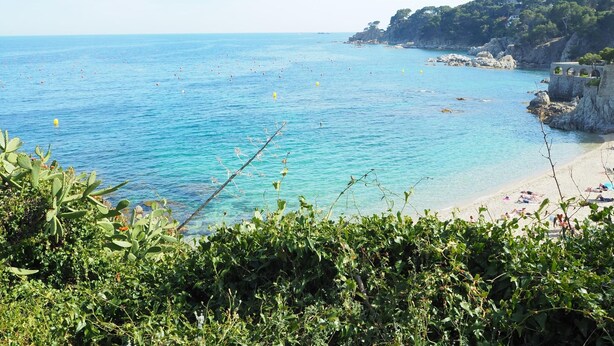 A coastal landscape with clear blue waters, a sandy beach, and rocky cliffs. - Apartament amb Piscina i Parquing Baixos amb Jard (Palafrugell)