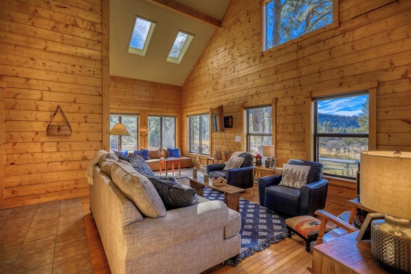 TV, fireplace - Secluded Cabin & Bunkhouse Pagosa Springs -4 bedrooms, near it all on 12 acres (Pagosa Springs)