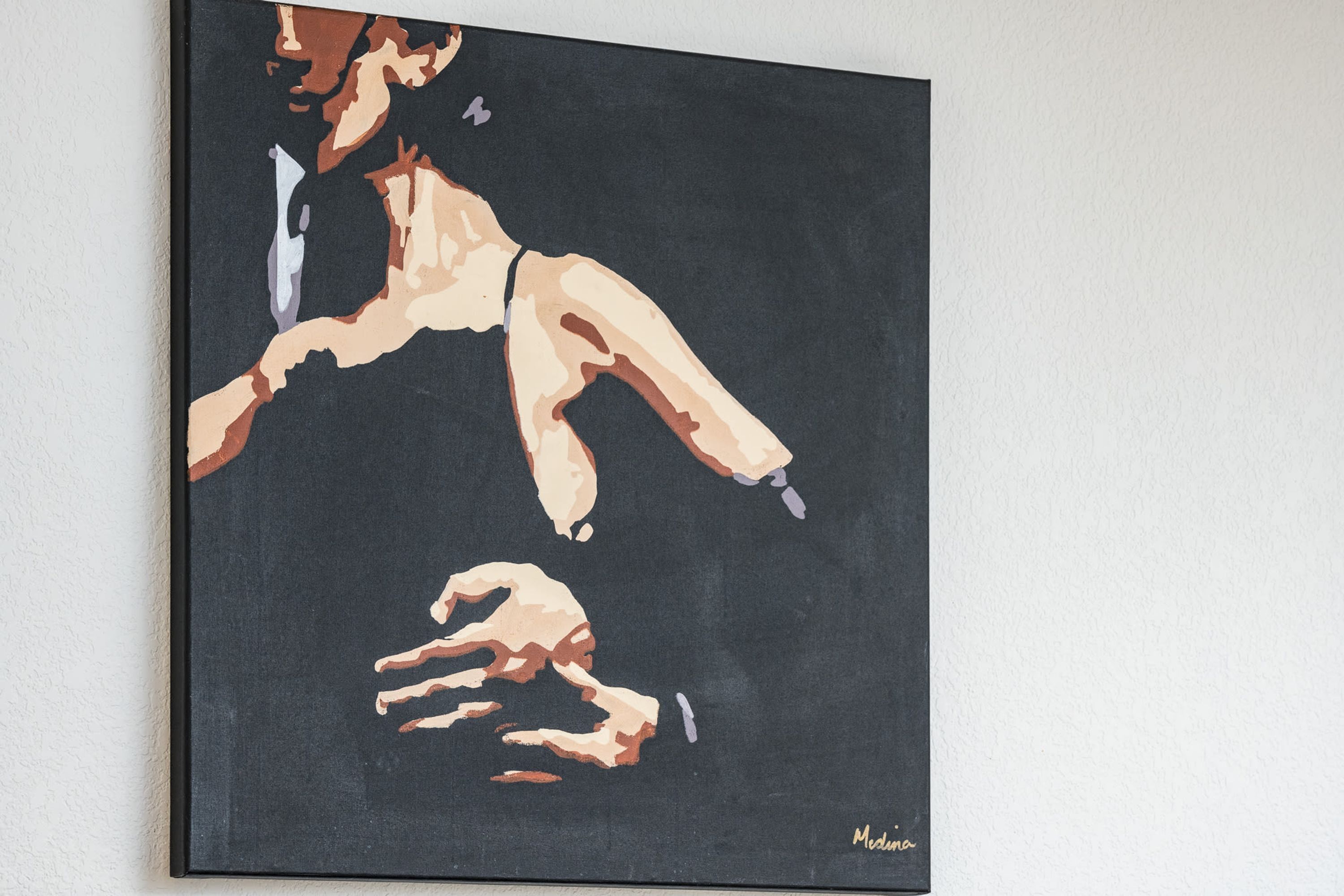 A painting of a person in a suit with a tie, depicted in a realistic style.