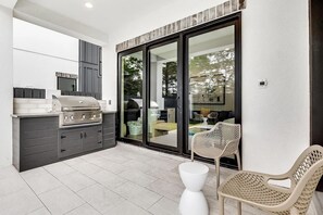 Terrace/patio - Modern 30A Escape with Pool, Hot Tub, Game Room & Bikes! (SANTA RSA BCH)