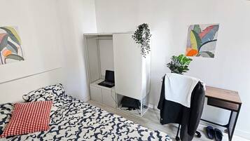 1 bedroom, laptop workspace, iron/ironing board