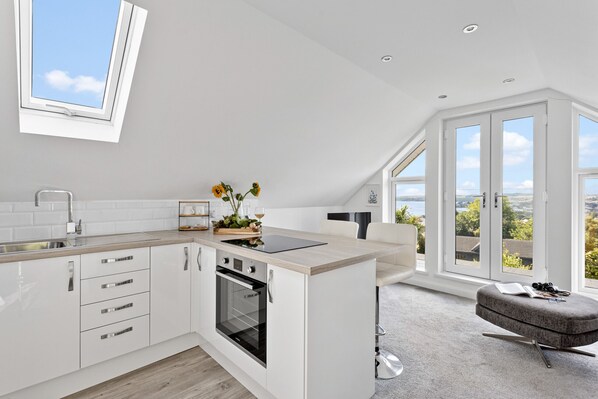 Fridge, microwave, oven, electric kettle