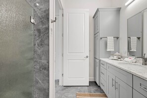 Shower, soap, toilet paper