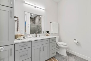 Shower, soap, toilet paper