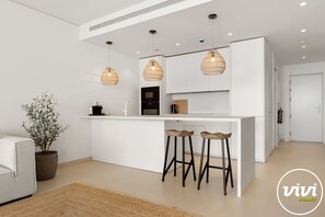 Fridge, microwave, oven, dishwasher