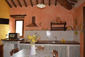 Fridge, oven, stovetop, coffee/tea maker