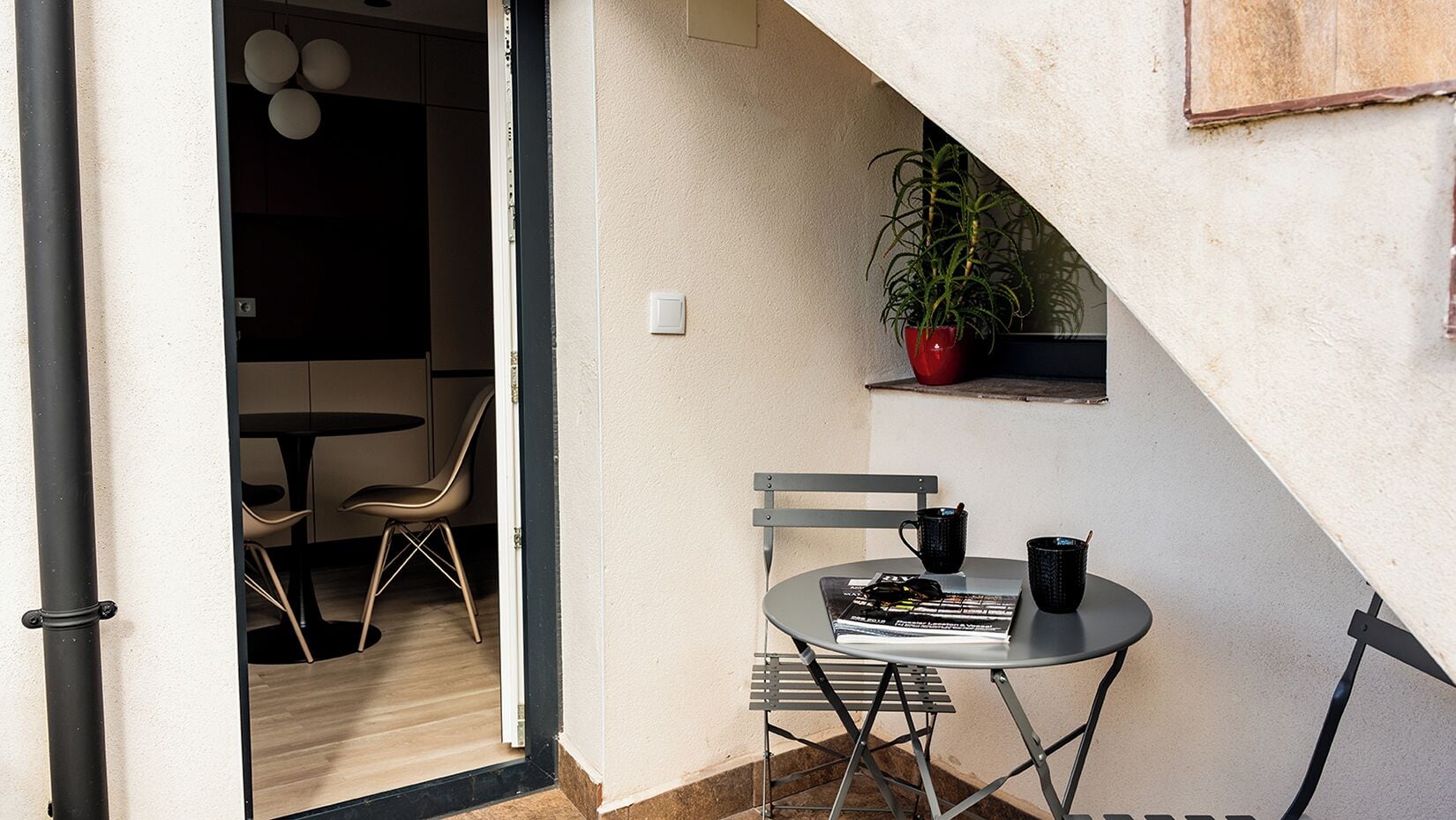 Estudio, 1 cama Queen size y sofá cama, baño privado, vista a la ciudad | Terraza o patio