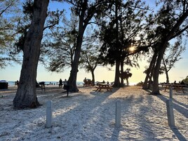 On the beach, white sand