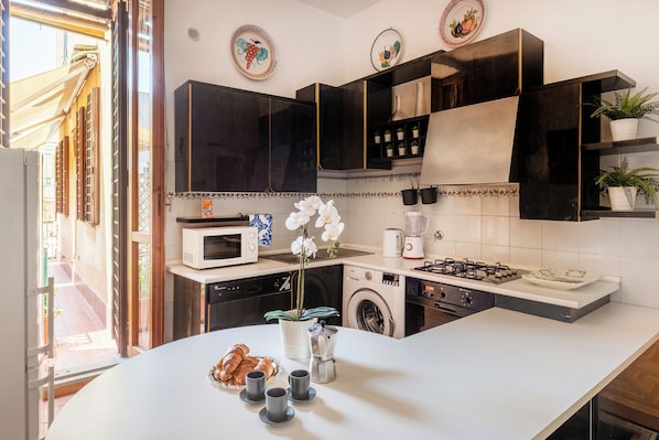 Microwave, oven, stovetop, dishwasher