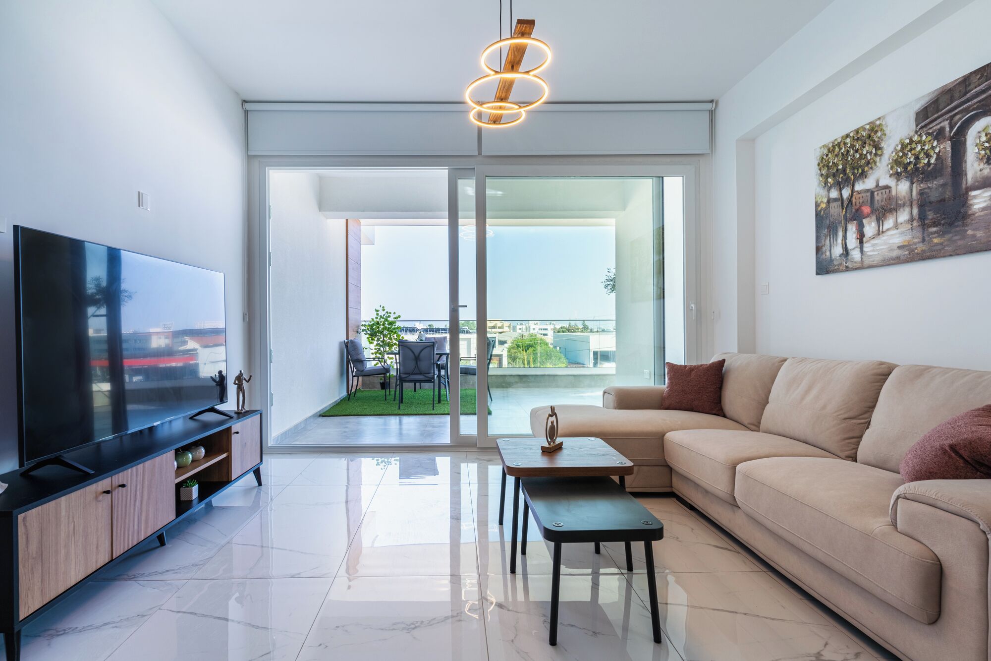 Apartment, 2 Bedrooms, Kitchen, City View | Living room | 55-inch Smart TV with digital channels, streaming services