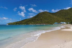On the beach, white sand