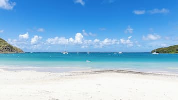 On the beach, white sand
