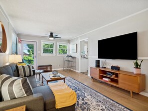TV, fireplace