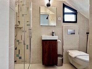 Hair dryer, towels, toilet paper