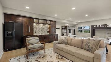 TV, fireplace, video games