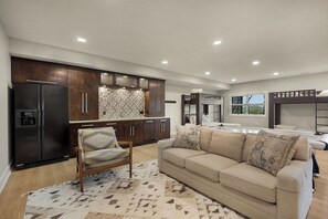 TV, fireplace, video games