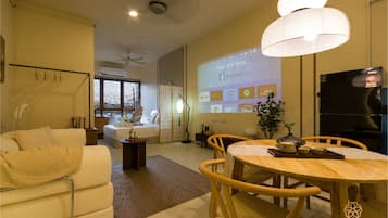 Desk, blackout curtains, iron/ironing board, free WiFi