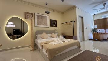 Desk, blackout curtains, iron/ironing board, free WiFi