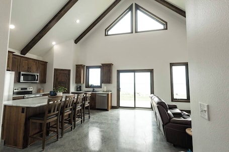 Fridge, microwave, oven, stovetop. Dry Lake Lodge - On the shore of Dry Lake