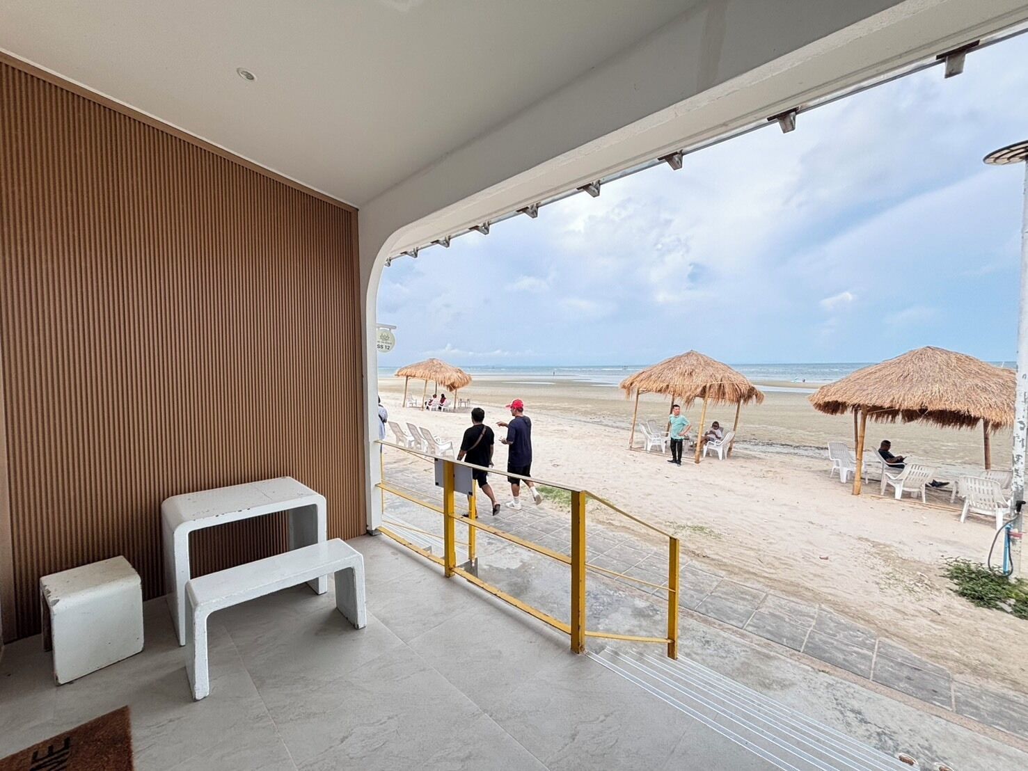 On the beach, white sand