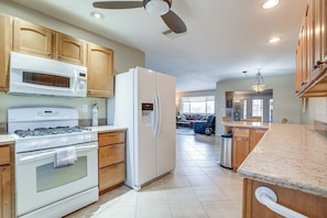 Fridge, microwave, stovetop, dishwasher - Close to Golf: Sun City Escape w/ Furnished Porch! (Sun City)