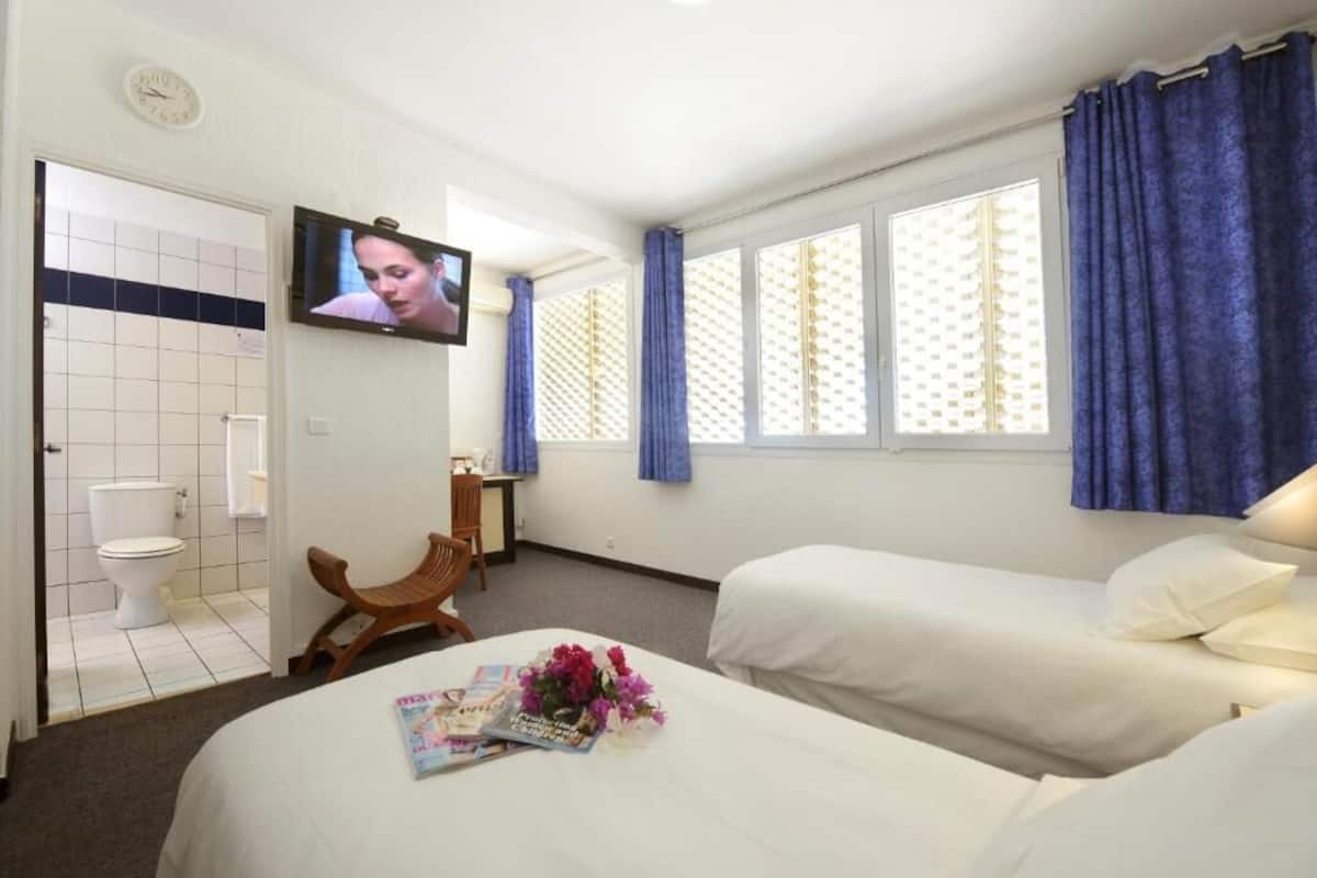 Habitación con 2 camas individuales | Caja fuerte, escritorio, espacio para trabajar con un portátil
