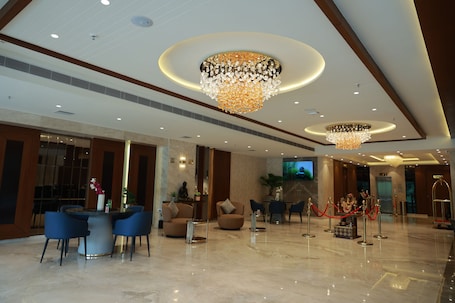 Lobby sitting area. Sangam Hotel By Sameeksha By Hospitality