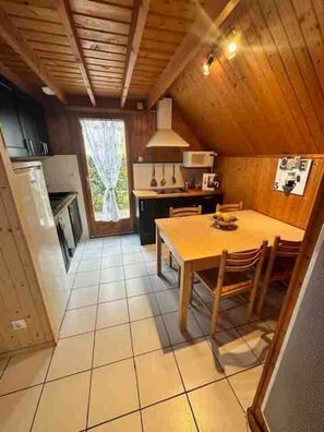 Fridge, microwave, oven, high chair