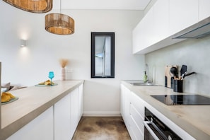 Luxury Villa, 1 King Bed with Sofa bed, Private Pool, Sea View | Private kitchen | Fridge, microwave, oven, stovetop