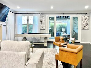 TV, fireplace, offices - @ Marbella Lane - Vibrant 4BR Home in Irvine (Irvine)