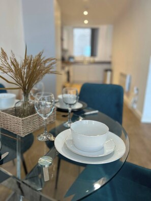 Apartment, 1 Bedroom, City View | Dining - The Dyche-parking-local Attractions-fast Wi-fi (Manchester)