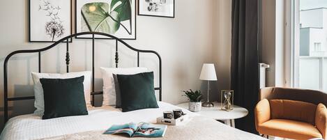 Deluxe-studiolejlighed - balkon | Arbejdsområde til bærbare computere, lydisolering, strygejern/strygebræt