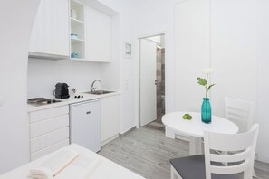 Studio, Sea View | Private kitchenette | Cleaning supplies, paper towels - Kaerati Apartments (Katapola)