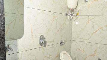 Shower, towels, soap, shampoo