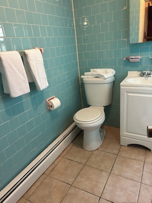 Haartrockner, Handtücher, Seife, Toilettenpapier