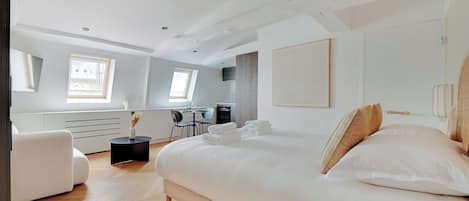 アパートメント | 1 室のベッドルーム、ノートパソコン用作業スペース、アイロン / アイロン台、ベッドシーツ