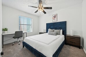 1 bedroom, desk, iron/ironing board, travel cot