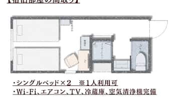 Standard Twin Room, 2 Bedrooms | Desk, laptop workspace, blackout drapes, free WiFi