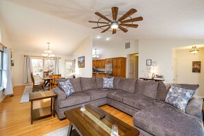 TV, fireplace, video games, ping pong