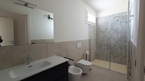 Dusche, Haartrockner, Bidet, Handtücher