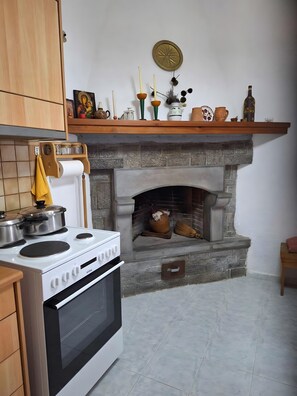 Fridge, oven, stovetop, coffee/tea maker