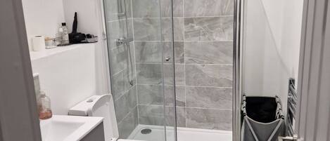 Apartment, 1 Bedroom, Accessible, Balcony | Bathroom shower
