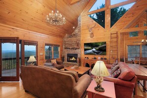 Smart TV, chimenea, videojuegos, futbolito