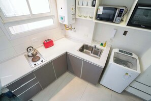 Microwave, oven, coffee/tea maker, toaster