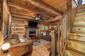 TV, fireplace