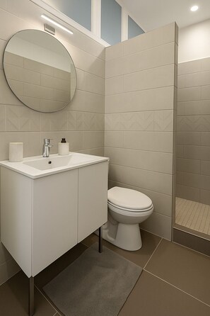 Hair dryer, towels, toilet paper