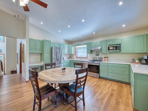 Microwave, oven, stovetop, dishwasher
