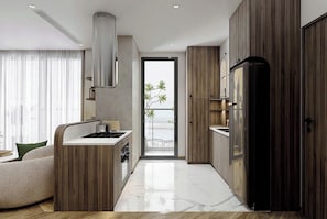 Chambre Deluxe, 2 chambres, balcon, vue ville | Minibar, décoration personnalisée, ameublement personnalisé, bureau
